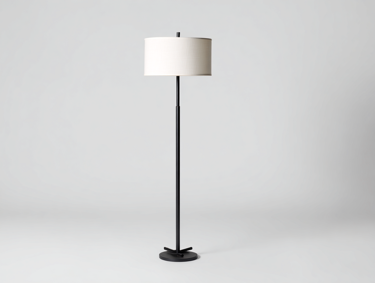 Lámpara de pie minimalista 40×40×160 cm - negro/blanco - pantalla cilíndrica y base redonda para dormitorio-Tataohouse