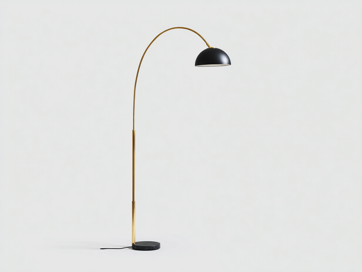 Lámpara de pie de metal 110×36×185 cm - dorado/negro - diseño arqueado compacto para dormitorio-Tataohouse