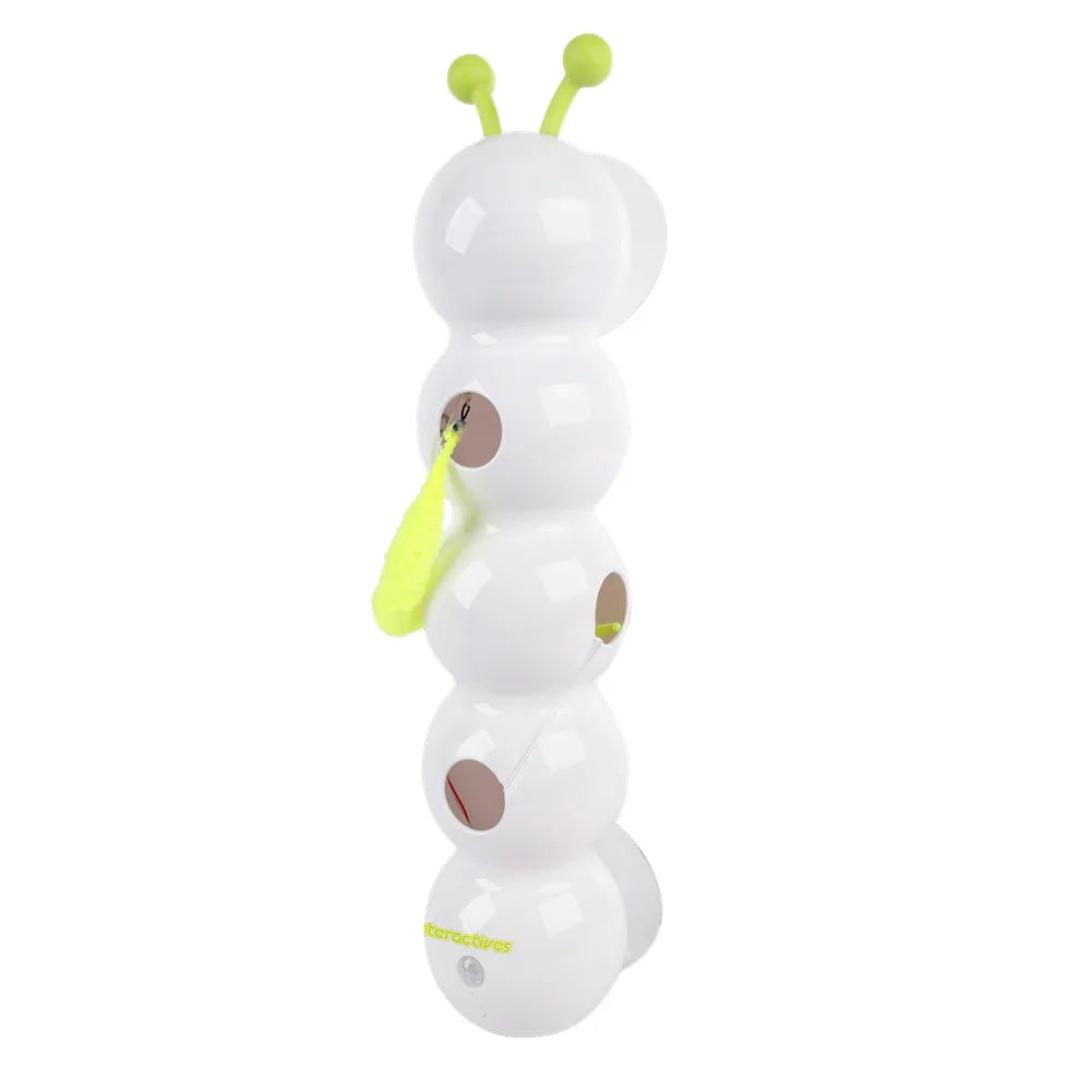Automatic interactive worm cat toy shown assembled
