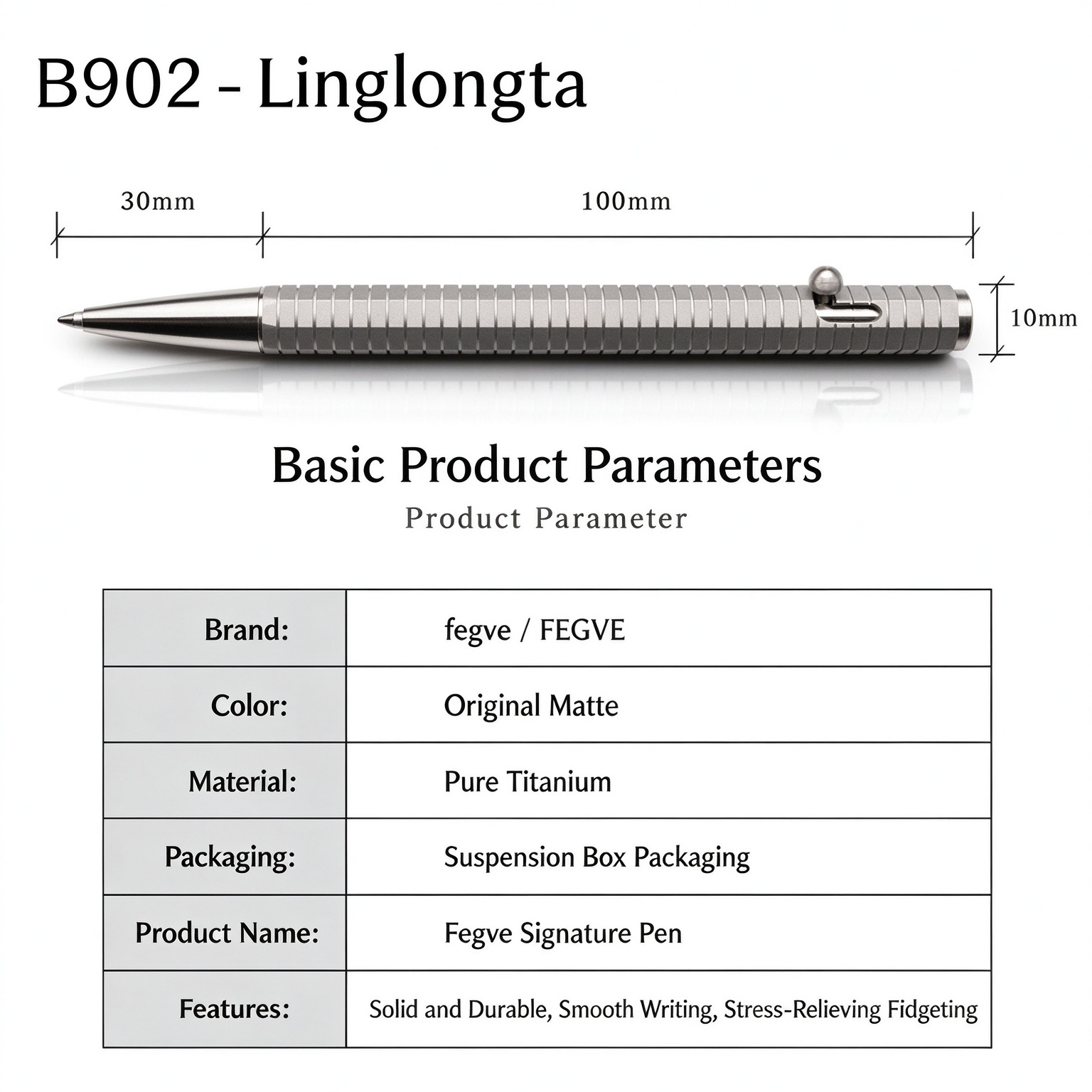 Feige Gift High end Pen Pure Titanium Pen Outdoor Tactics Appreciation Gift Ballpoint Pen Practice Writing Student Bock