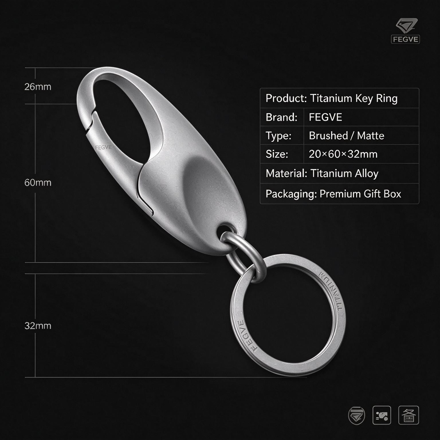 Titanium alloy car keychain men's pendant keychain keychain waist hanging ring personalized creative simple customization