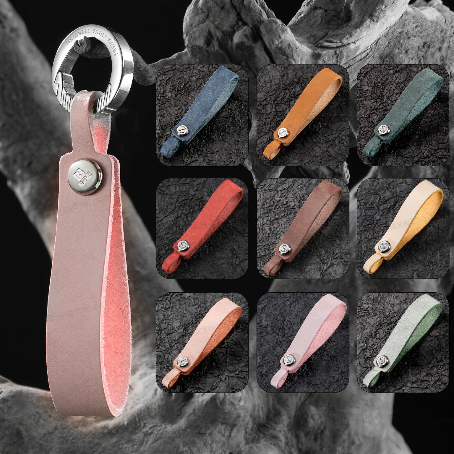 High end cowhide car keychains for men and women, leather keychains for Audi and Volkswagen, simple rope chains