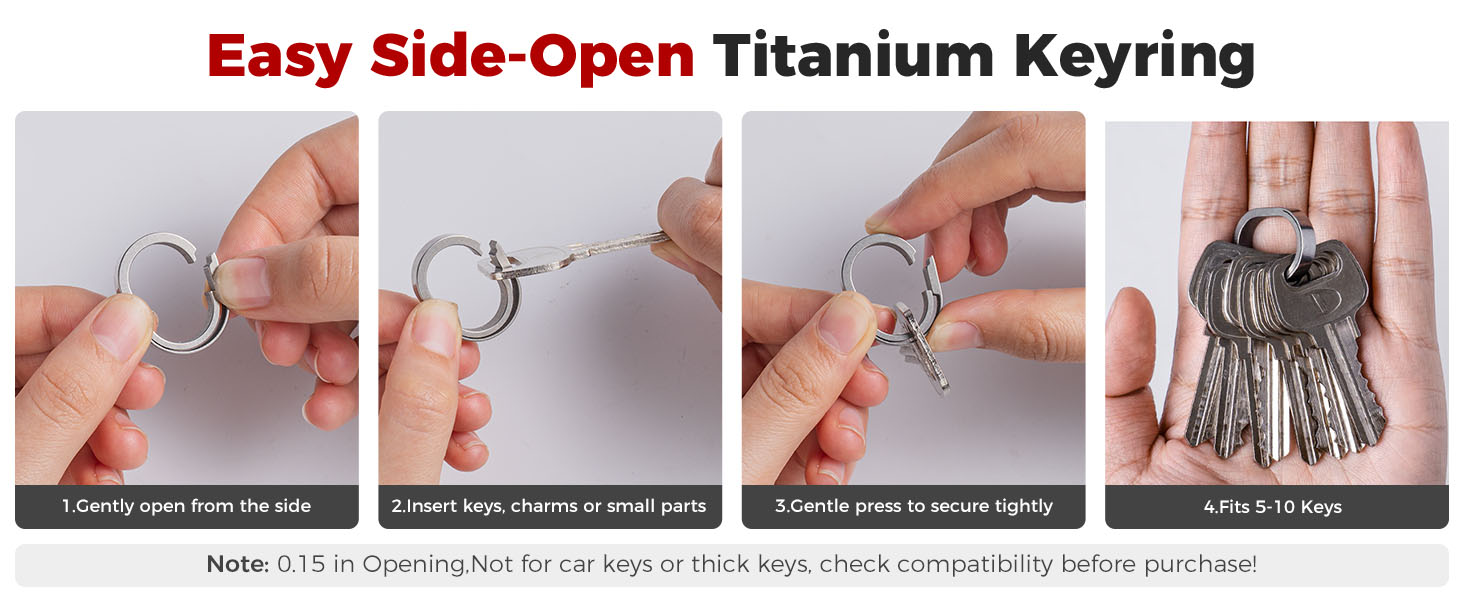 Easy Side-Open Titanium Keyring