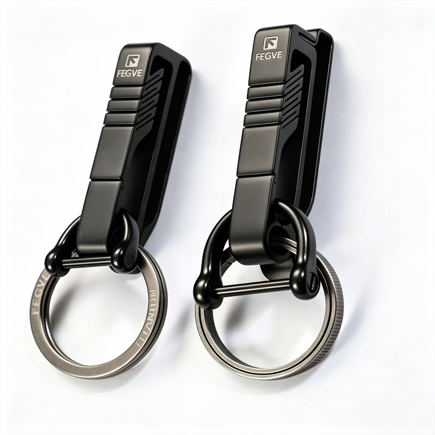 Titanium alloy belt wearing car keychain, personalized and creative keychain, men's waist hanging keychain, double row buckle ring