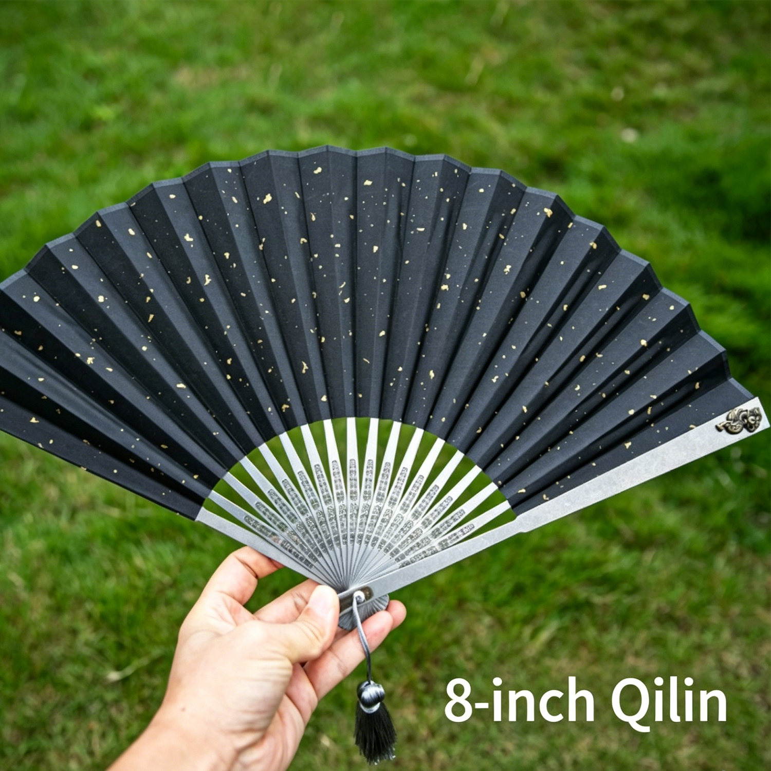 FEGVE Kirin Titanium Alloy Folding Fan Five inch Mini Anti body Fan Outdoor Portable Metal Kung Fu Craft Fan