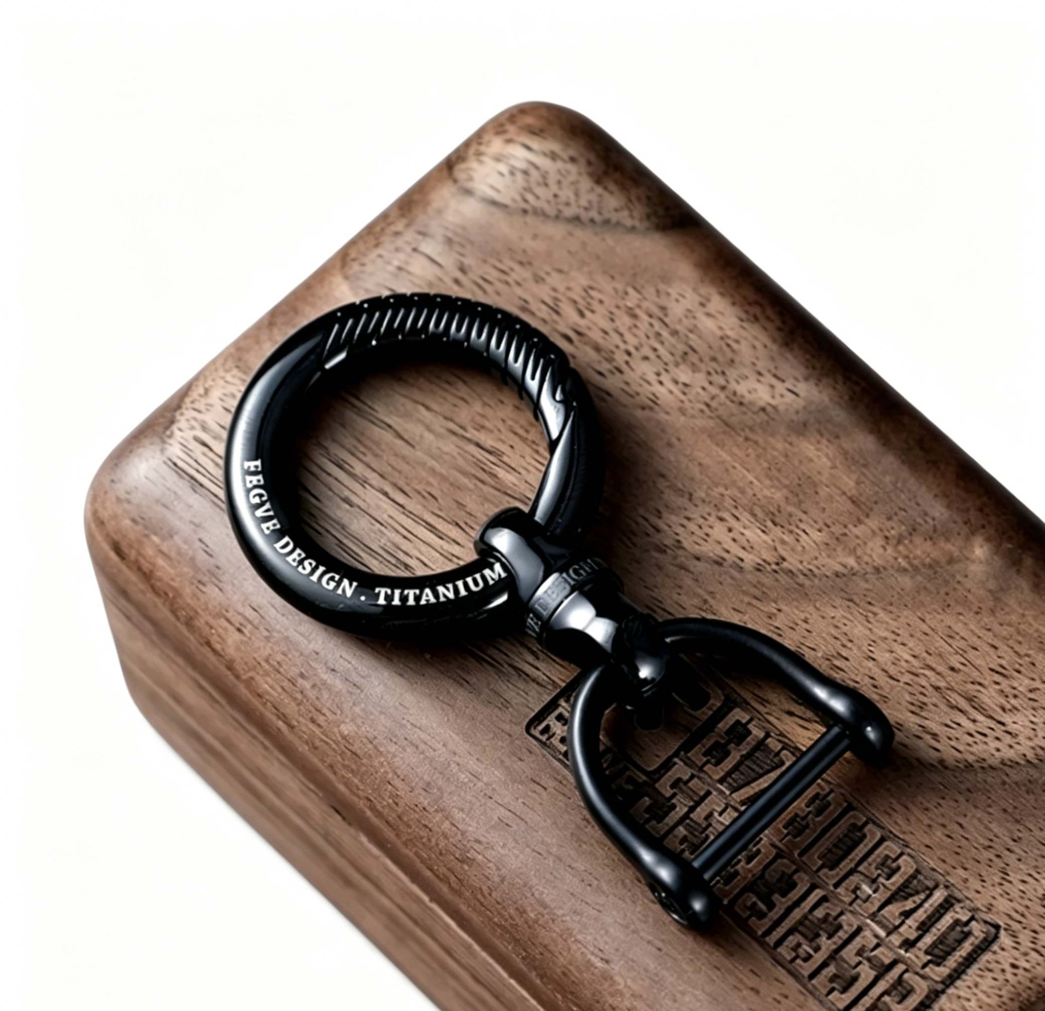 Black titanium alloy car keychain, women's key pendant, keychain, men's waist hanging, rotatable, simple and personalized