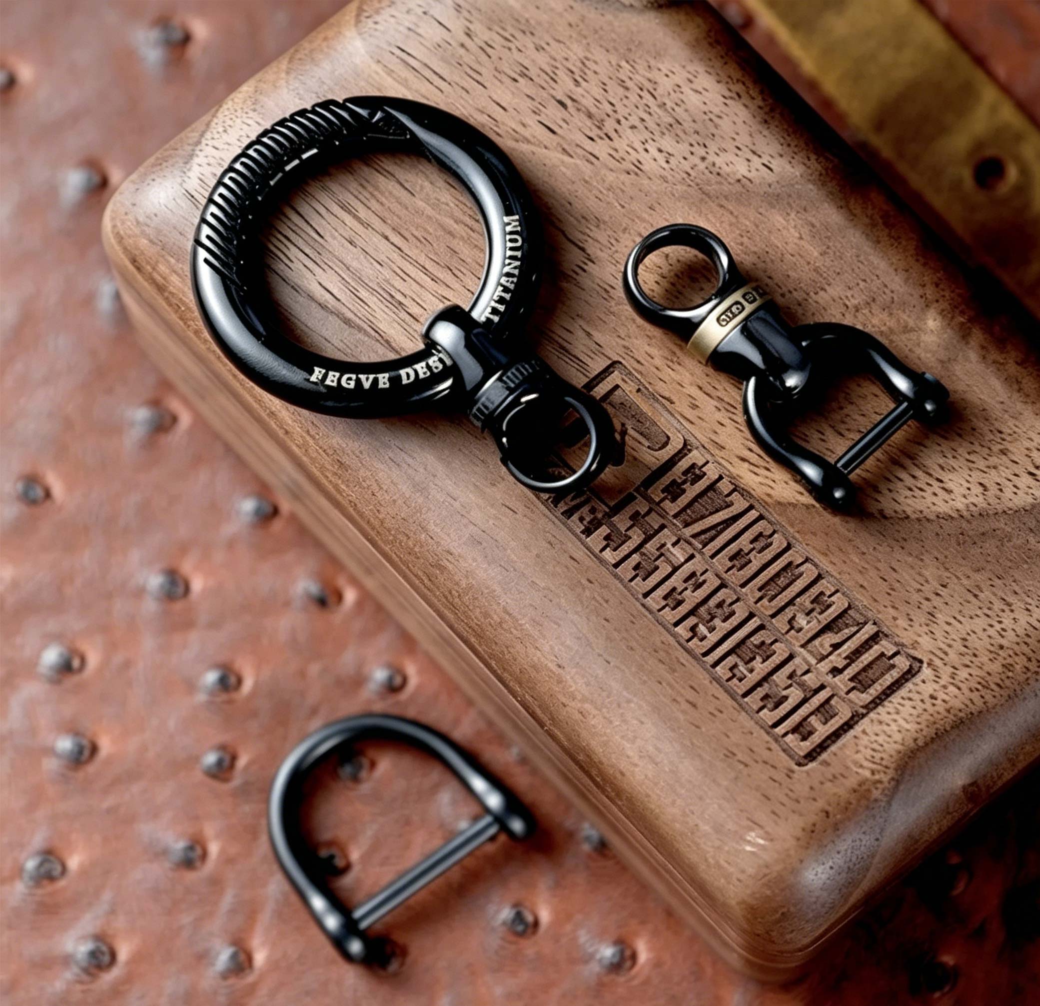 Titanium alloy black car keychain for men and women, keychain waist hanging ring, creative and simple customization