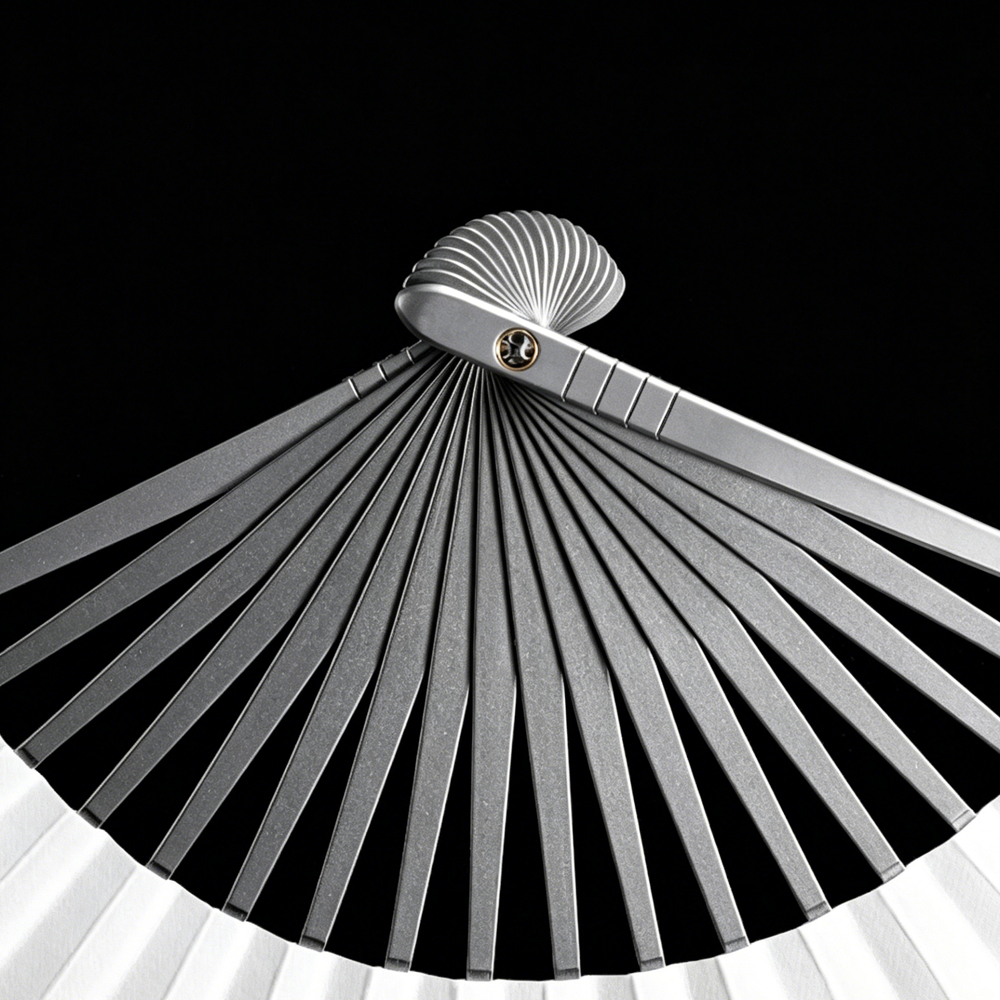 FEGVE Nine inch Titanium Alloy Kung Fu Fan, Mingshi Stone Wash Craft Fan, All Titanium Tactical Defense Folding Fan