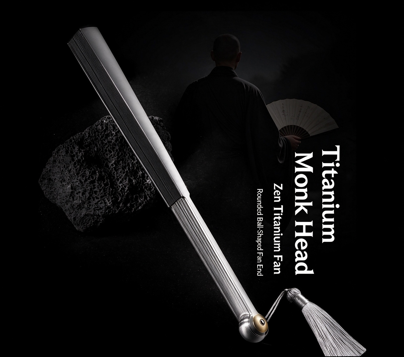 2025 New Heshangtou Titanium Alloy Fan Kung Fu Titanium Fan Metal Self Defense Outdoor Portable Customized Xuan Paper Tactics