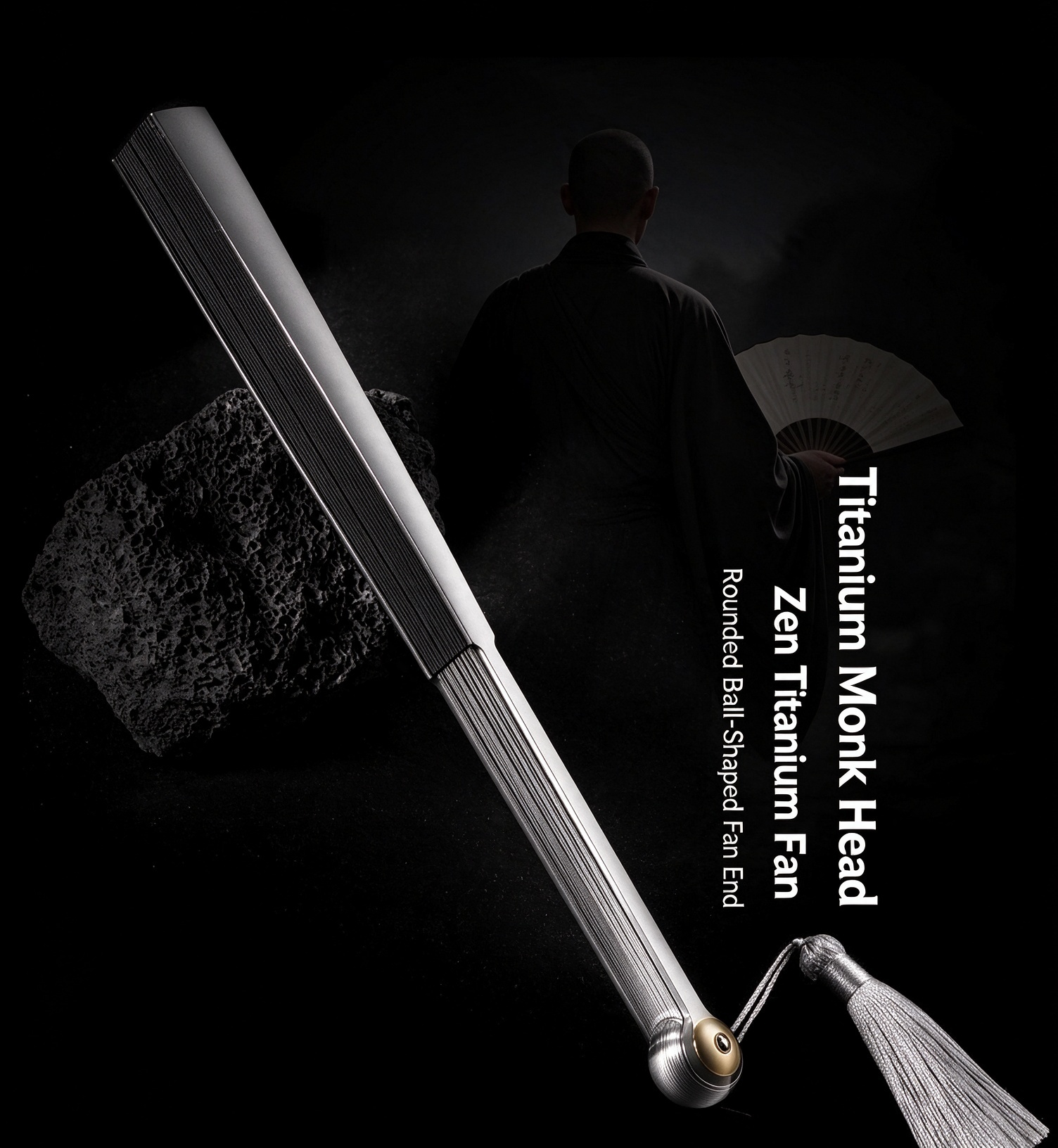 2025 New Heshangtou Titanium Alloy Fan Kung Fu Titanium Fan Metal Self Defense Outdoor Portable Customized Xuan Paper Tactics