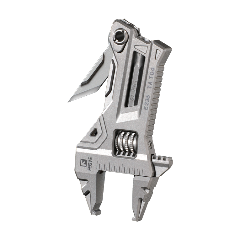 Feigelong all titanium alloy wrench with small knife folding mini portable bottle opener for outdoor gift giving