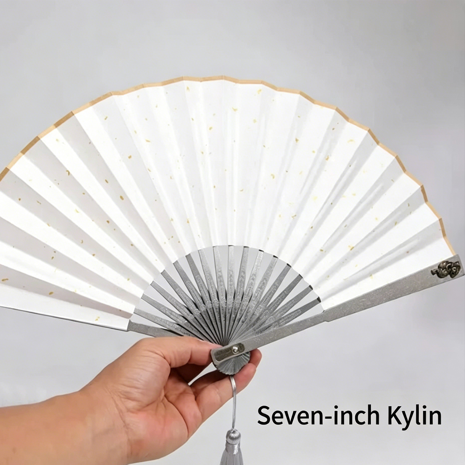 FEGVE Kirin Titanium Alloy Folding Fan Five inch Mini Anti body Fan Outdoor Portable Metal Kung Fu Craft Fan