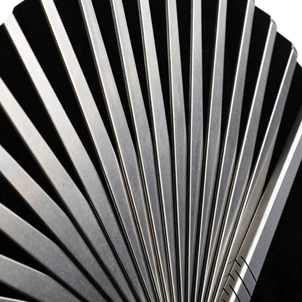 FEGVE Nine inch Titanium Alloy Kung Fu Fan, Mingshi Stone Wash Craft Fan, All Titanium Tactical Defense Folding Fan