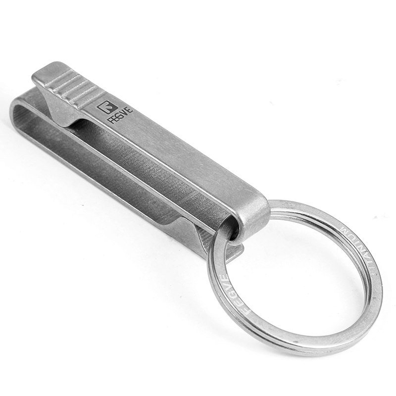 Titanium alloy keychain men's belt wearing belt waist hanging keychain creative custom car keyring ring