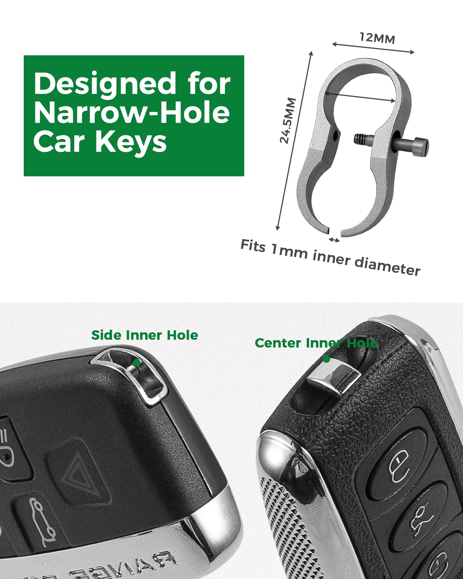 FEGVE Titanium Key Ring, Tiny Key Shackle for Narrow Hole Car Keys
