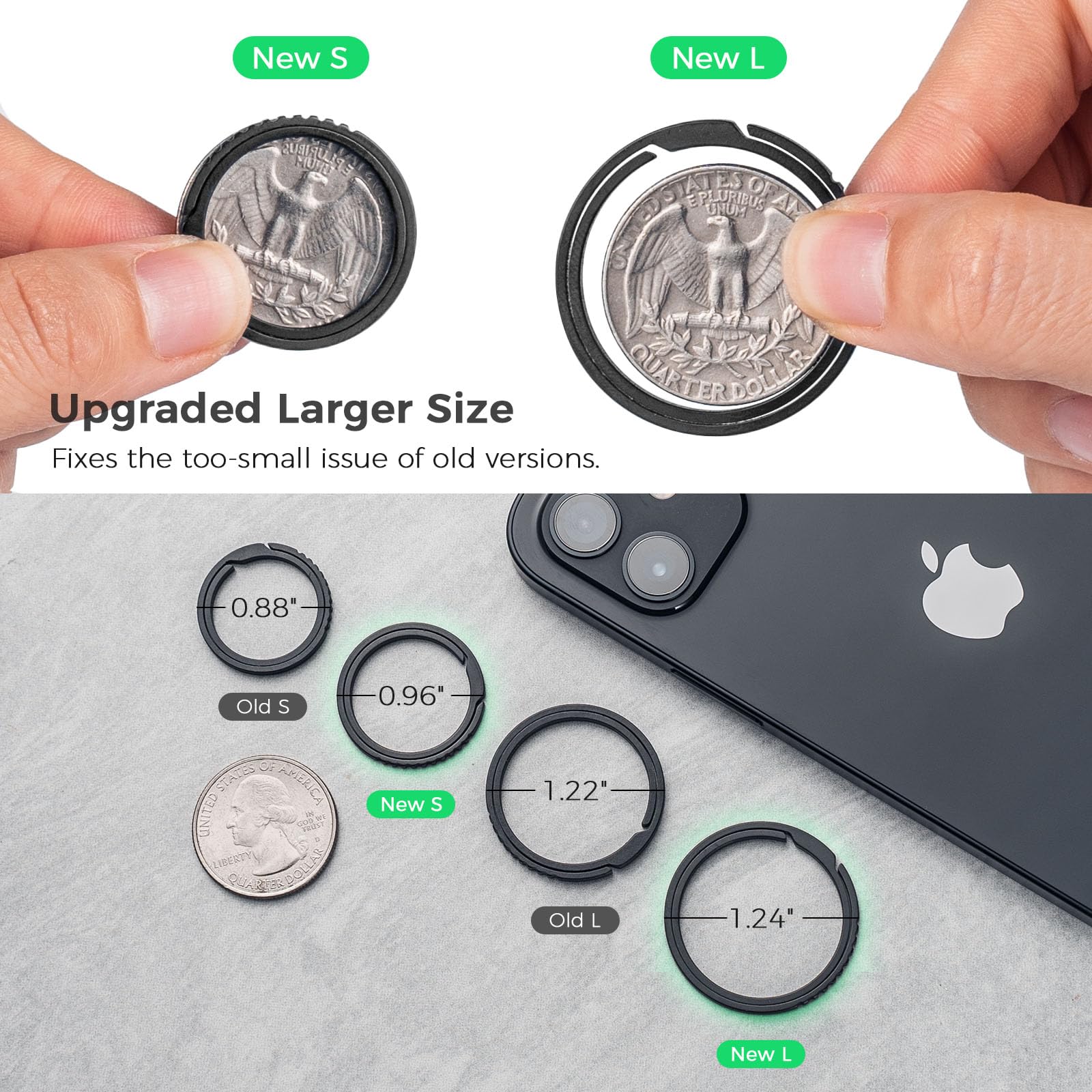 FEGVE Titanium 15pcs Small Split Rings and 3pcs Side Push Key Ring