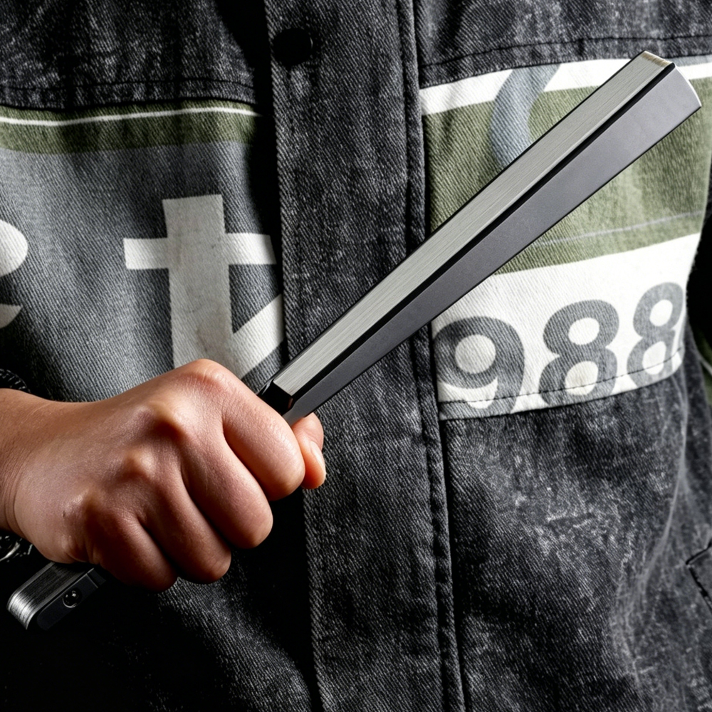 FEGVE Nine inch Titanium Alloy Kung Fu Fan, Mingshi Stone Wash Craft Fan, All Titanium Tactical Defense Folding Fan