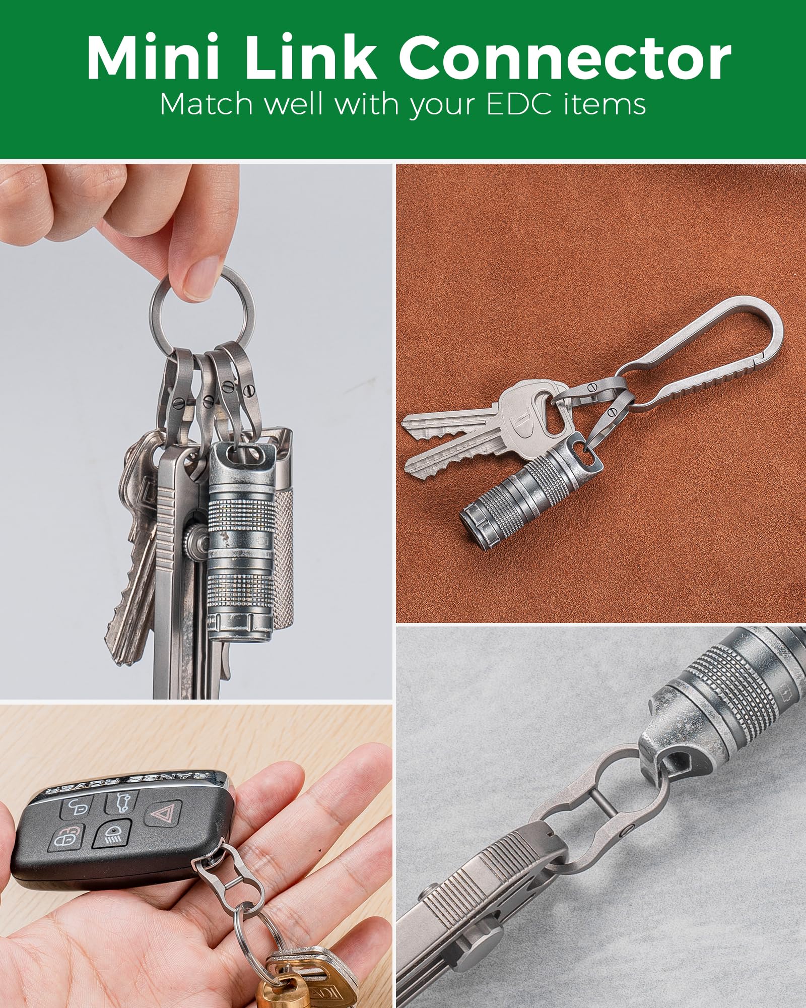FEGVE Titanium Key Ring, Tiny Key Shackle for Narrow Hole Car Keys