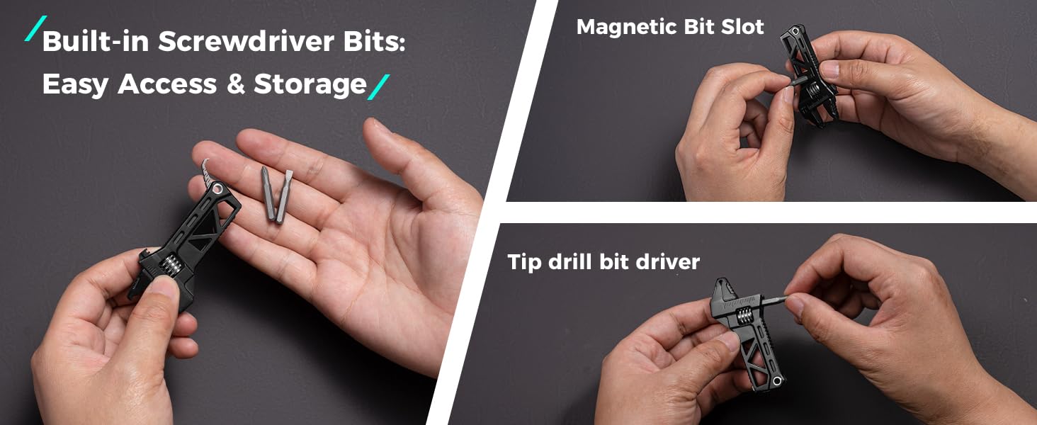 Built-in Screwdriver Bits: Easy Access &amp;amp; Storage