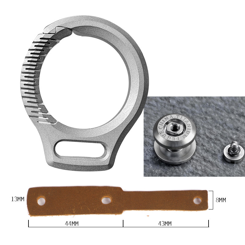 Fegve titanium alloy car keychain pendant made of genuine leather, suitable for men and women's car waist hanging, simple keychain and keychain