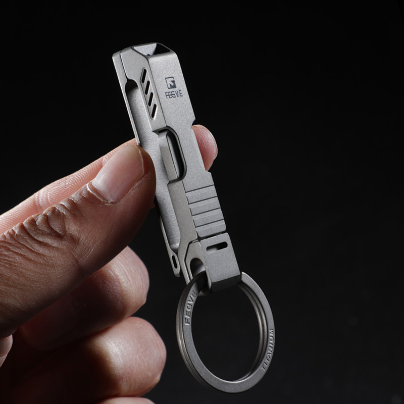 2025 new all titanium alloy belt wearing car keychain with quick detachable, quick insertable, rotatable car chain pendant