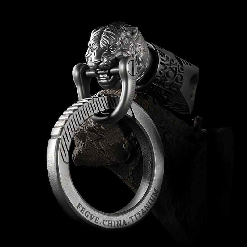 Fegve Lion Titanium Alloy Quick Release Keychain Quick Pull Keycard Button Mother Button Car Universal Joint Gift