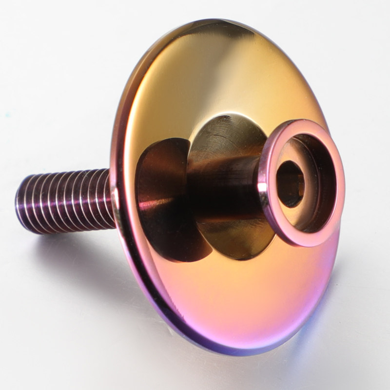 Full titanium alloy dry cover mountain bike road bike fork headphone cover titanium screw top cover spare parts