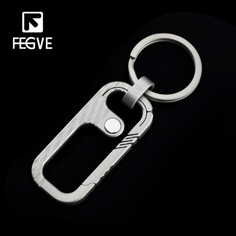 Fegve Titanium Alloy Car Keychain Wufu Men's Waist Hanging Personalized Creative Simple Keychain Car Pendant