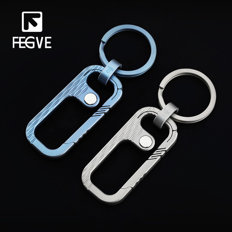 Fegve Titanium Alloy Car Keychain Wufu Men's Waist Hanging Personalized Creative Simple Keychain Car Pendant