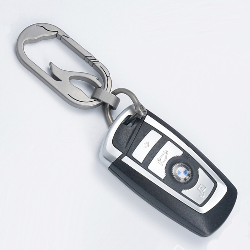 Keychain Titanium Alloy Men's Car Key Pendant Women's Cute Ring Chain Hanging Decoration One Piece Buckle Free Engraving