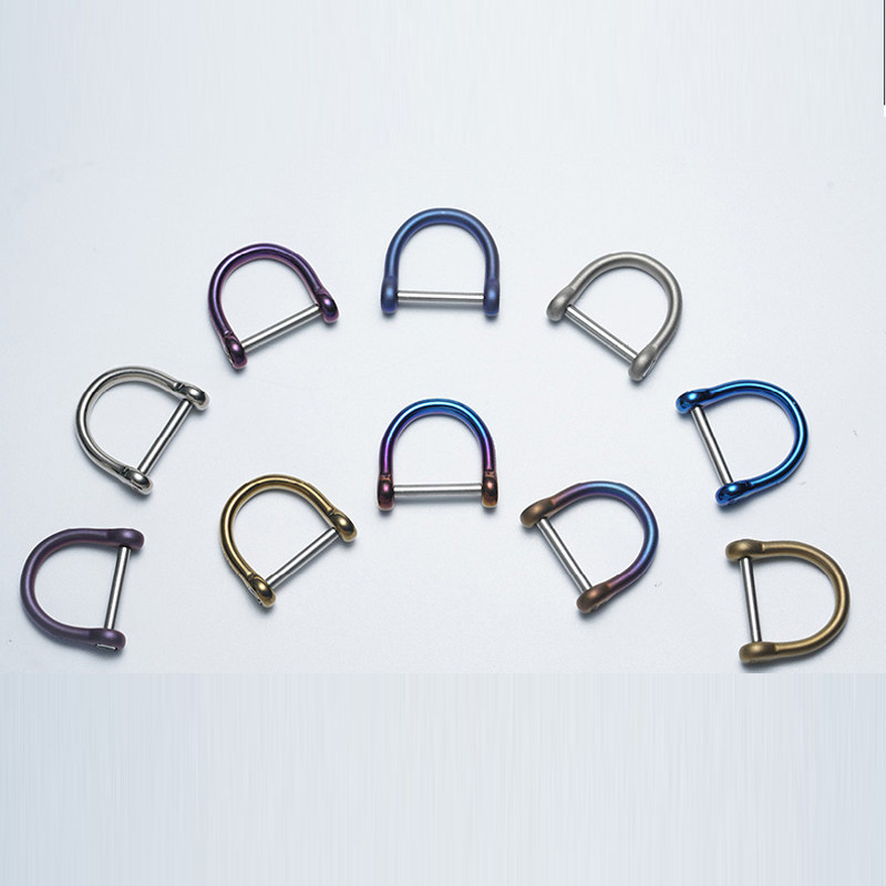 Full titanium alloy horseshoe buckle 304 stainless steel keychain anti loss car remote control connection ring accessories D-shaped stirrup buckle