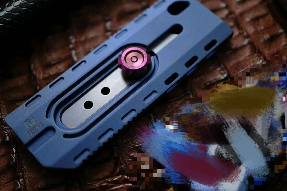 FEGVE titanium alloy wall cutting paper knife, summer titanium horse material, baked blue color EDC art knife, unpacking express delivery