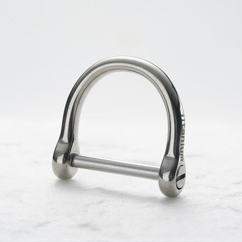 Full titanium alloy horseshoe buckle 304 stainless steel keychain anti loss car remote control connection ring accessories D-shaped stirrup buckle