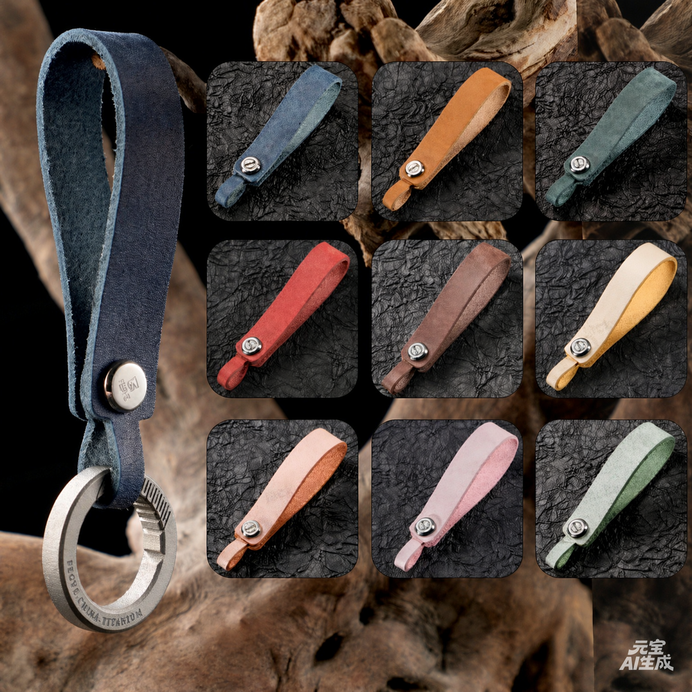 High end cowhide car keychains for men and women, leather keychains for Audi and Volkswagen, simple rope chains