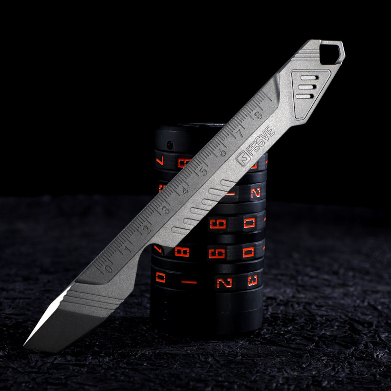 New multifunctional all titanium alloy straight ruler, scale ruler, pry bar tool, legal self-defense ring ruler, stationery gift