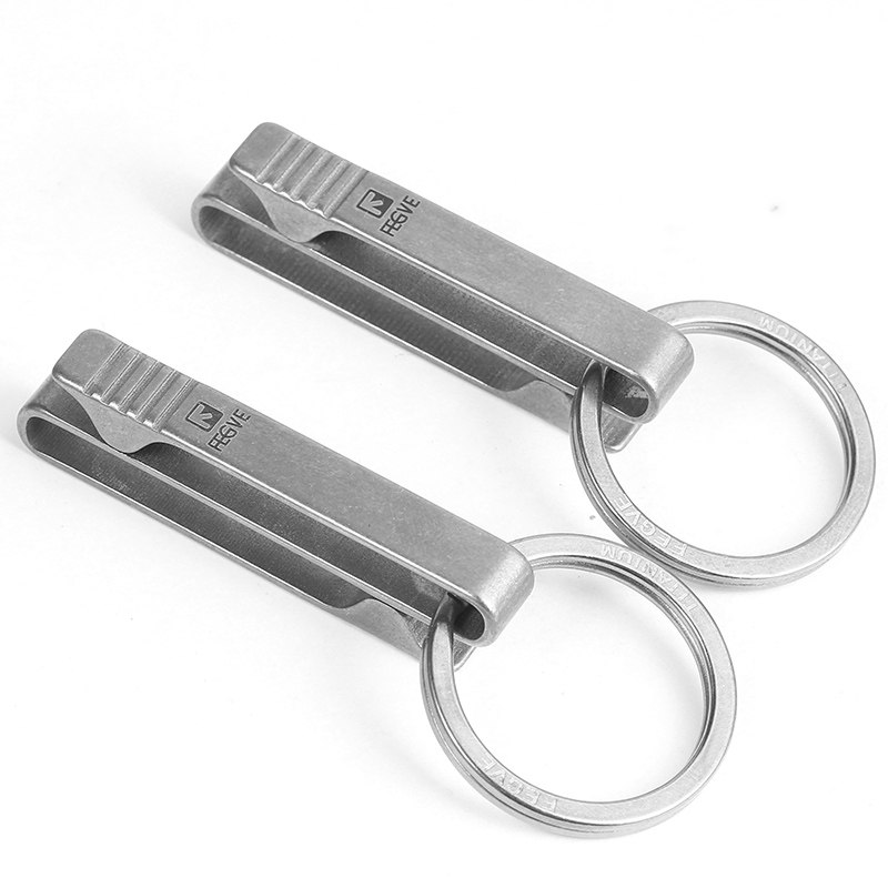 Titanium alloy keychain men's belt wearing belt waist hanging keychain creative custom car keyring ring