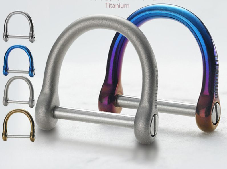 Full titanium alloy horseshoe buckle 304 stainless steel keychain anti loss car remote control connection ring accessories D-shaped stirrup buckle