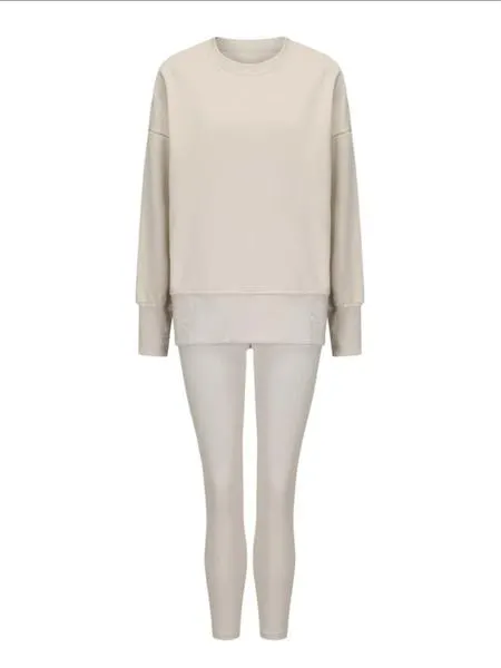 Women's Solid Drop Shoulder Split Hem Sweatshirt & Pants Two-piece Set, Casual Fashion Cozy Breathable Outfits for Daily Outdoor Wear, Ladies Sportswear for All Seasons