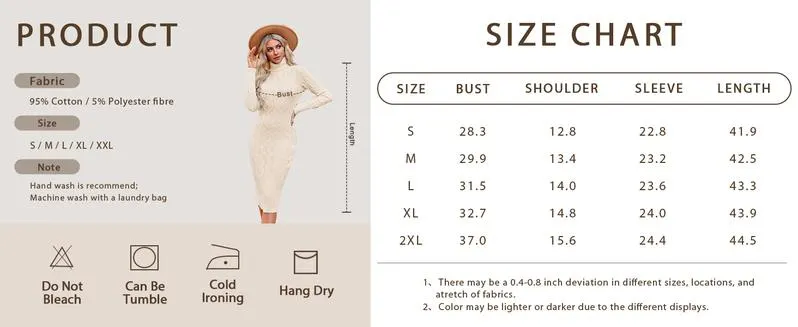 Imily Bela Womens Long Sleeve Turtleneck Sweater Dresses Knitted Bodycon Midi Sheath Jumper Dresses
