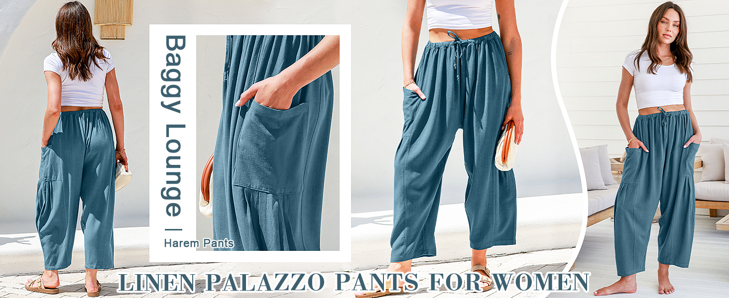 summer linen wide leg pants