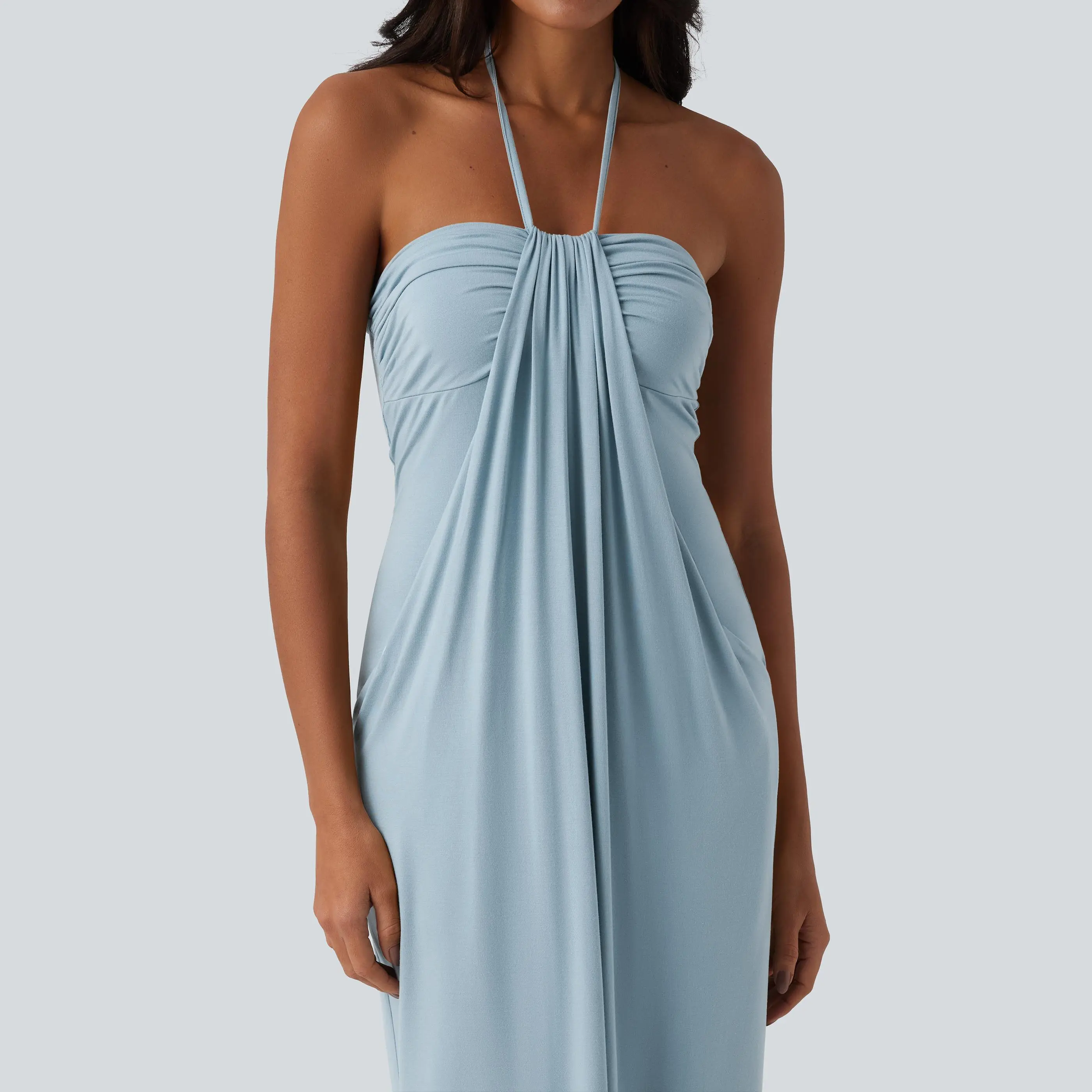 【Creator&rsquo;s Pick】Halara Halter Tie Back Maxi Dress with Pockets