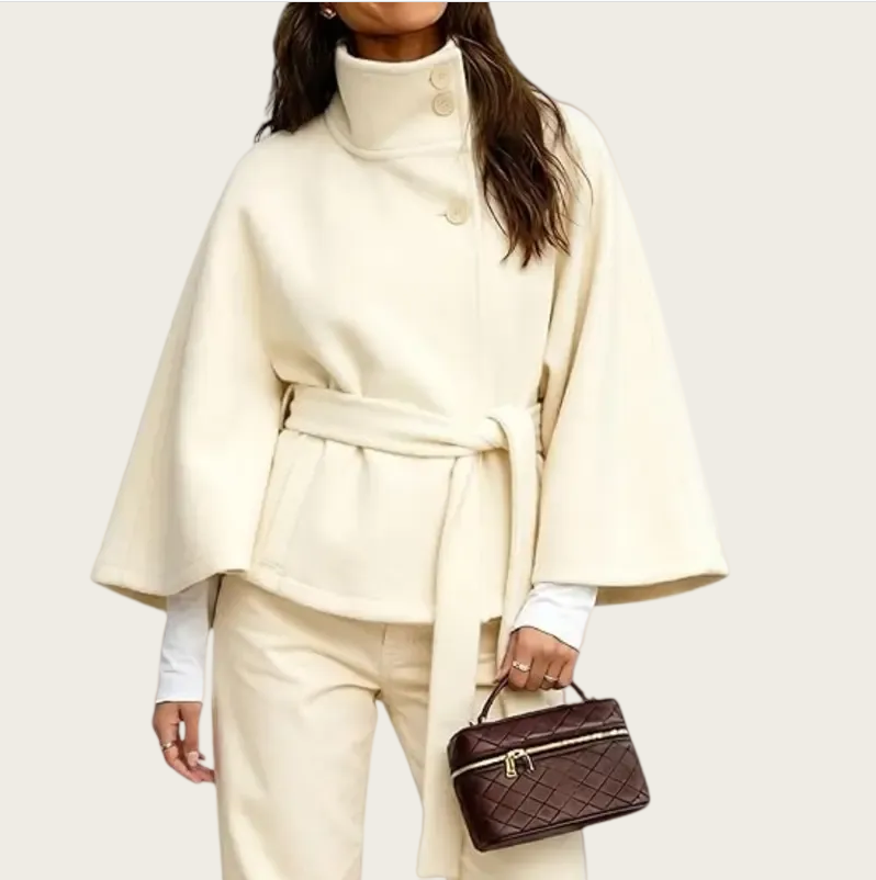 Womens Wool Blend Poncho Pea Coat
