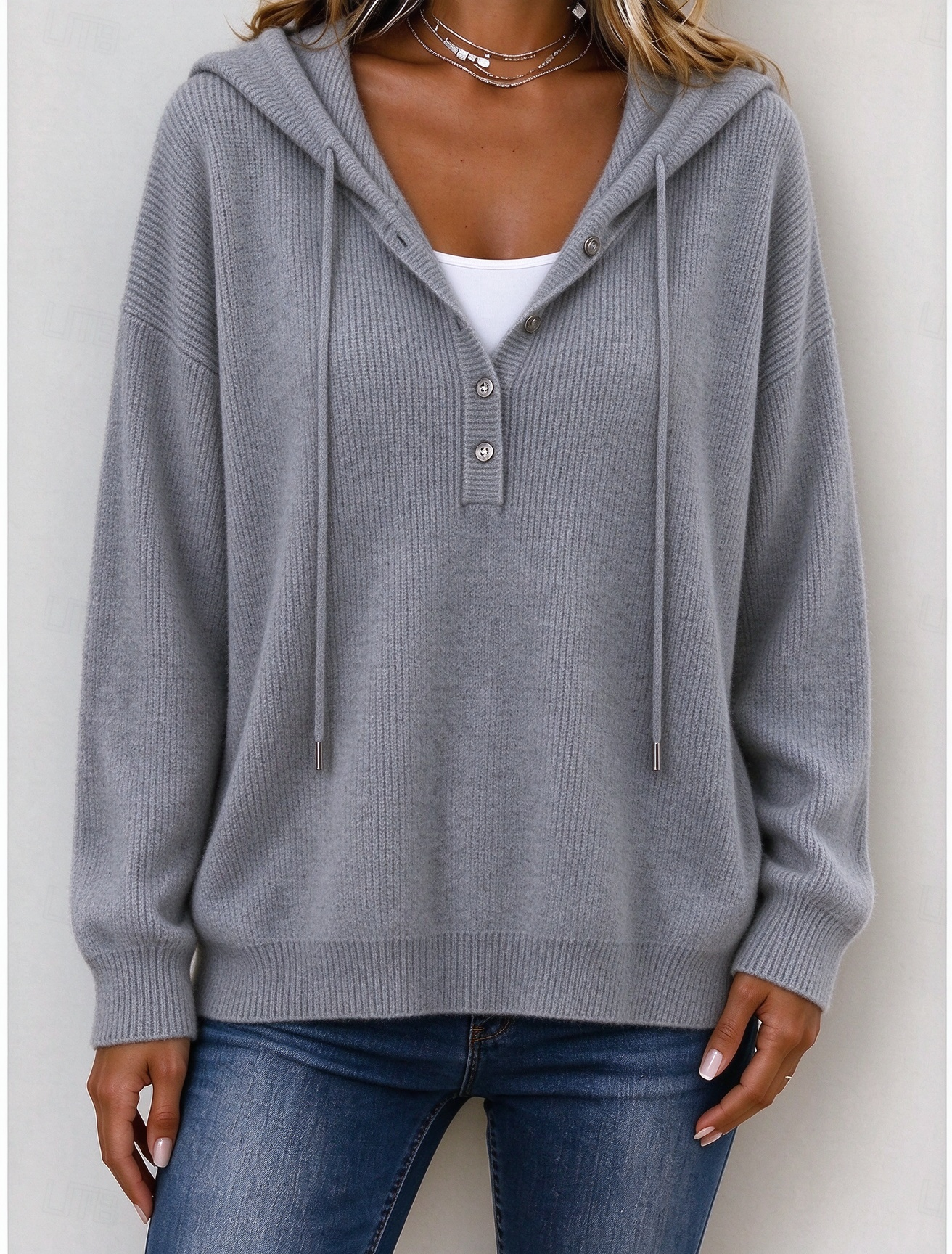 ⏰CLEARANCE💥 Women‘s Casual Loose Button Hooded Cashmere Sweatshirt