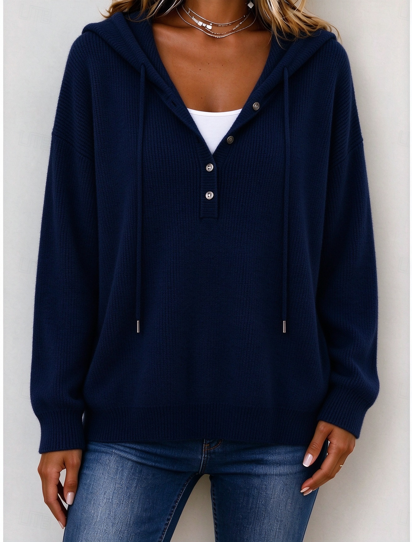 ⏰CLEARANCE💥 Women‘s Casual Loose Button Hooded Cashmere Sweatshirt