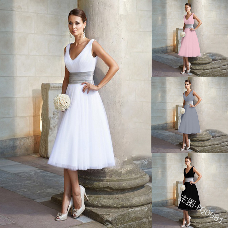 Solid V-Neck Sleeveless A-Line Midi Dress