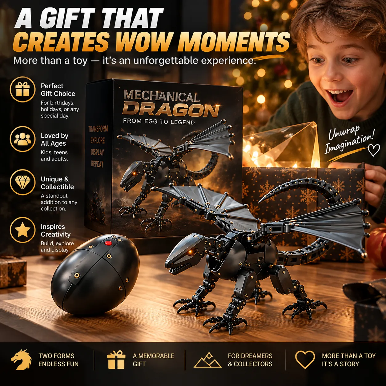 ⚡DragonMorph – Egg to Dragon Transforming Mechanical Toy