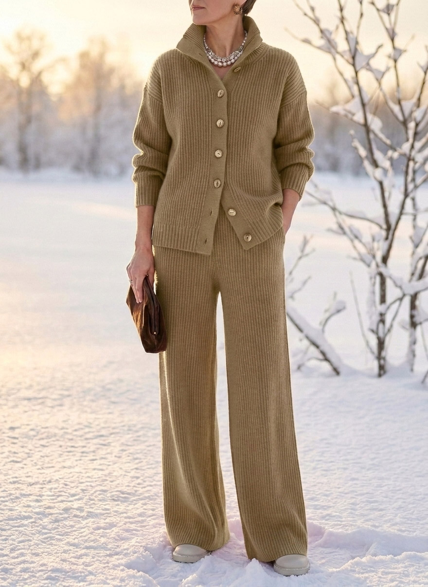 Women's Ribbed Knit Two-Piece Set
