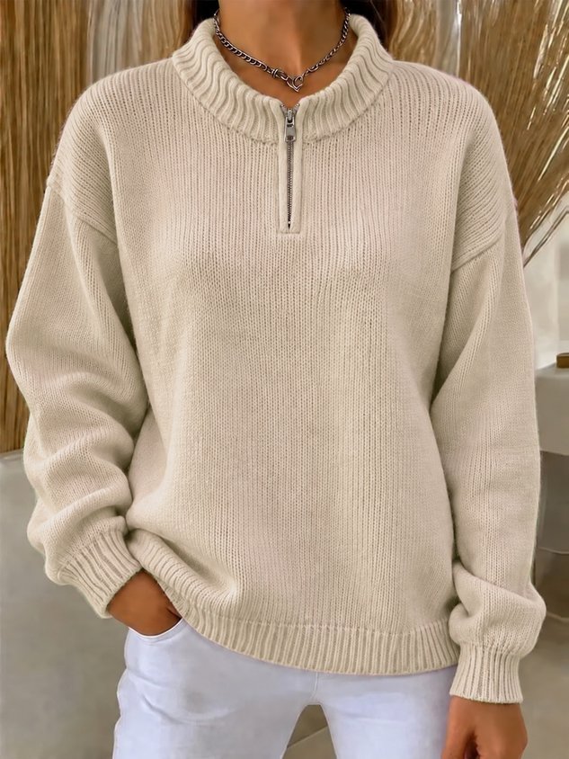 New Arrivals🔥Women's Cozy Half Zip Mock Neck Knit Sweater