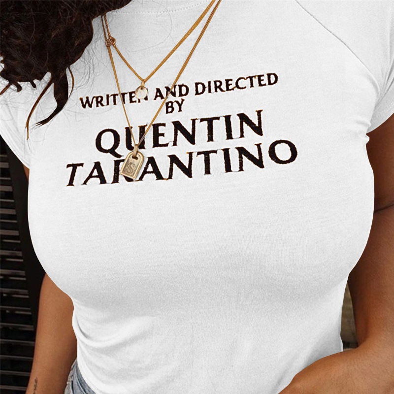 Women's Letter Print Slim Fit Short Sleeve T-Shirt