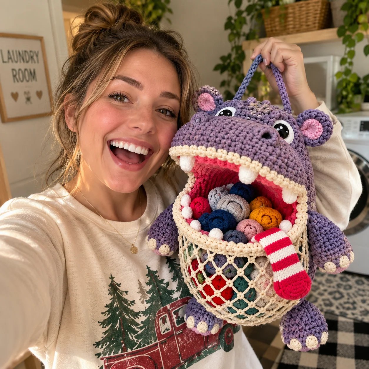 🧦😂Sock GobblersTM – Cute Animal Hanging Sock Holder, Funny Laundry Organizer 🦈🐊
